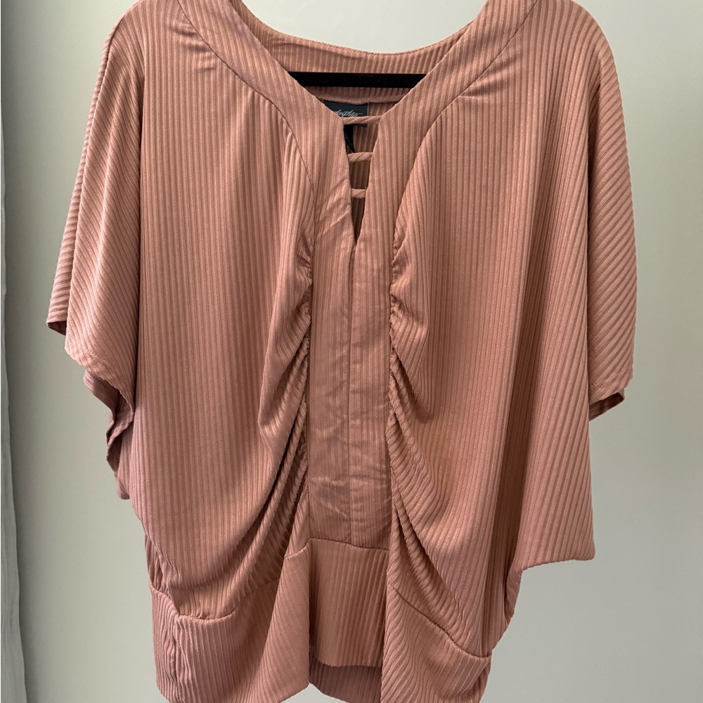 Daytrip Pink Dolman Sleeve Ruched Blouse